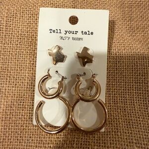 Gold Hoop and Star Earrings